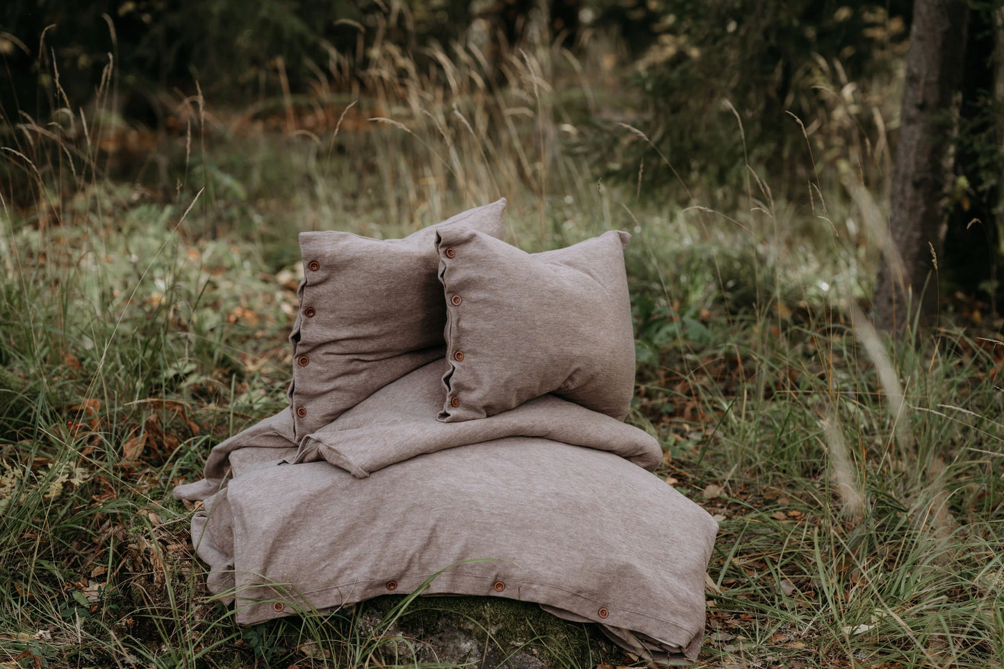 IVAN merino wool double bed linen set light brown